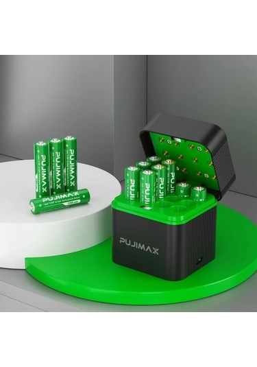 Besthome1 Dream011 Pujımax 12 Yuvalı Aaa 1.5v Şarj Edilebilir Lityum Pil Şarj Kutusu Ve 12 Adet Aaa Pil
