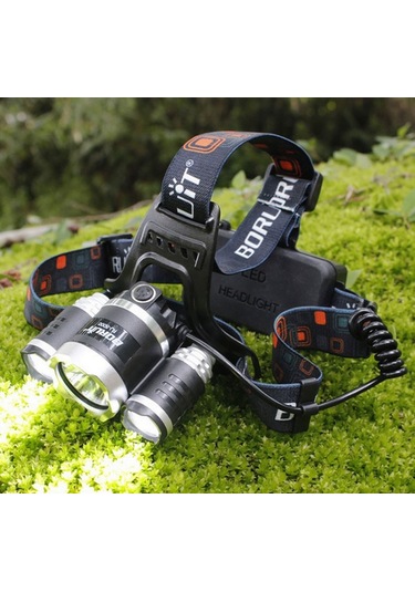 T6 Kafa Feneri 5000 Lumens 3Xcree Xm-T6+2R5 Lamba Led Kamp Lambası