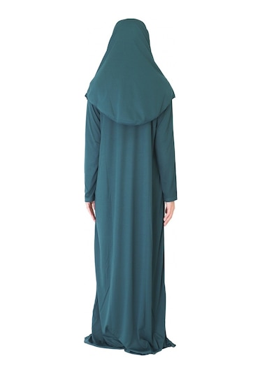 Koyu Zümrüt Yeşil Fermuarsız Namaz Elbisesi Zümrüt Yeşili