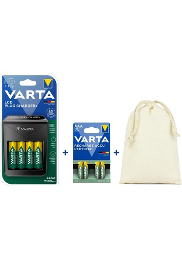 Varta Lcd Plug+ Şarj Cihazı+4x2100 Aa+4x800 Aaa Şarjlı Pil+çanta