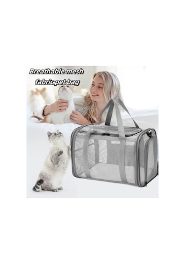 Geeksen Nefes Alabilir File Kedi Köpek Taşıma Çantası - Geniş Alan, Omuz Askılı, Çıkarılabilir Taban, Katlanır Seyahat Taşıyıcı