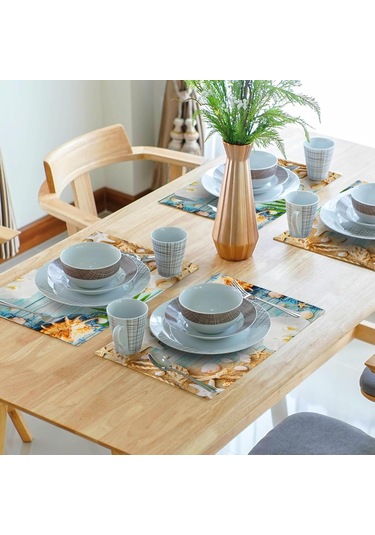 Okyanus Kabuğu Baskı Placemats, Mutfak İçin, 4 Set 2