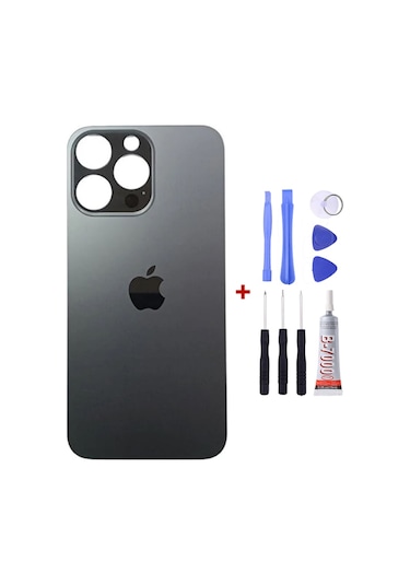 Apple Uyumlu iPhone 14 Pro Siyah Arka Cam Kapak Arka Pil Kapağı