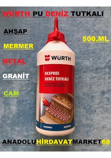 WÜRTH TUTKAL GÜÇLÜ YAPIŞTIRICI DENİZ TUTKALI AHŞAP MERMER VS 500M
