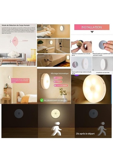 Hareket Sensörlü Usb Şarjlı Led Duvar Lambası, Dolap Aydınlatması, Akülü Gece Lambası Seti 6 Adet, Beyaz Işık Diğer Diğer