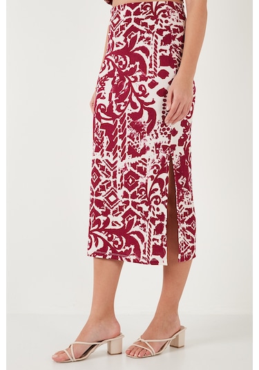 Lela Slim Fit Ip Askılı Yırtmaçlı Midi Alt-Üst Bayan Takım 5865726 Mürdüm