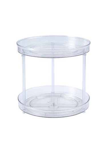 Pazly Şeffaf Çift Katmanlı 360 Dönebilen Döner Baharat Rafı - Lazy Susan Döner Tabla Şeffaf