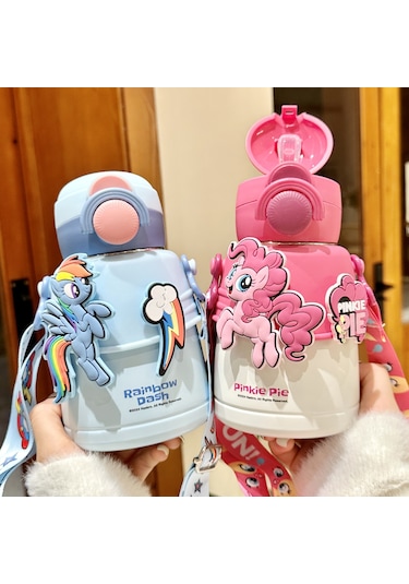 Cbtx My Little Pony Pipetli Paslanmaz Çelik Anaokulu Çocuk Matara Suluk 600 Ml Mavi