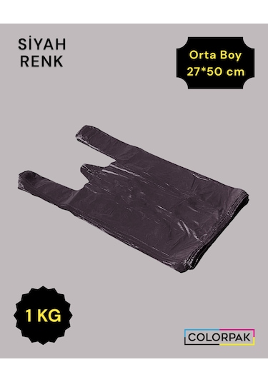 Atlet Poşet 27 50 Cm Siyah 1 Kg Market Poşeti