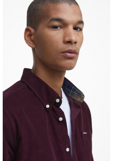 Barbour Ramsey Tailored Cord Gömlek Re89 Winter Red Bordo