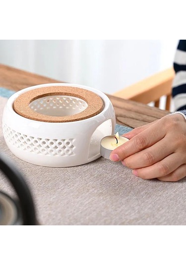 Yuntech01 Beyaz Seramik Çaycıklı Isıtıcı - Her Boyutta Çayın Sıcaklığını Koru, Konforlu Atmosfer Oluştur Beyaz