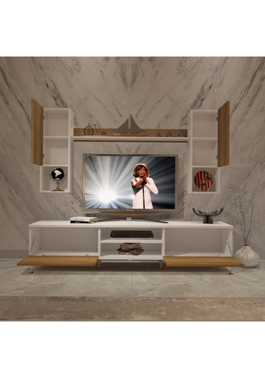 Decoraktiv Eko 5da Mdf Dvd Gold Tv Ünitesi Tv Sehpası Beyaz - Pera