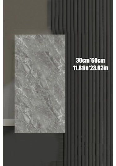 10 Adet 60x30 Kendinden Yapışkanlı Gri Pvc Panel Gri