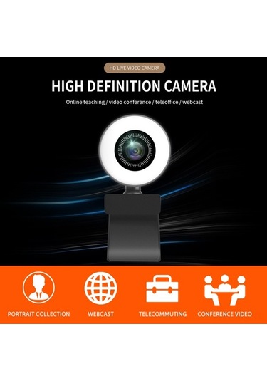 Moly 1080p Webcam, Mikrofonlu, Ayarlanabilir Işık, Canlı Yayın, Hd Video Kamera, Toplantı İçin Plug&play