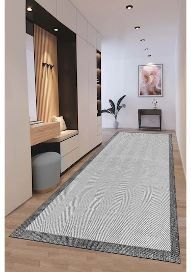 Sisal Bordürlü Jut Hasır Kaymaz Taban Çerçeve Model Siyah