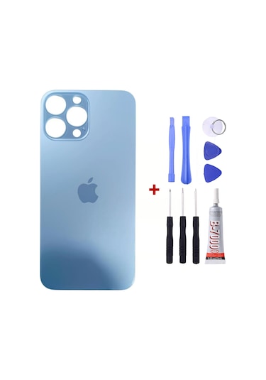 Apple Uyumlu iPhone 13 Pro Max Mavi Arka Cam Kapak Arka Pil Kapağı