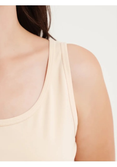 Clever Wear Pamuklu Geniş Askılı Atlet 74620854 Açık Bej