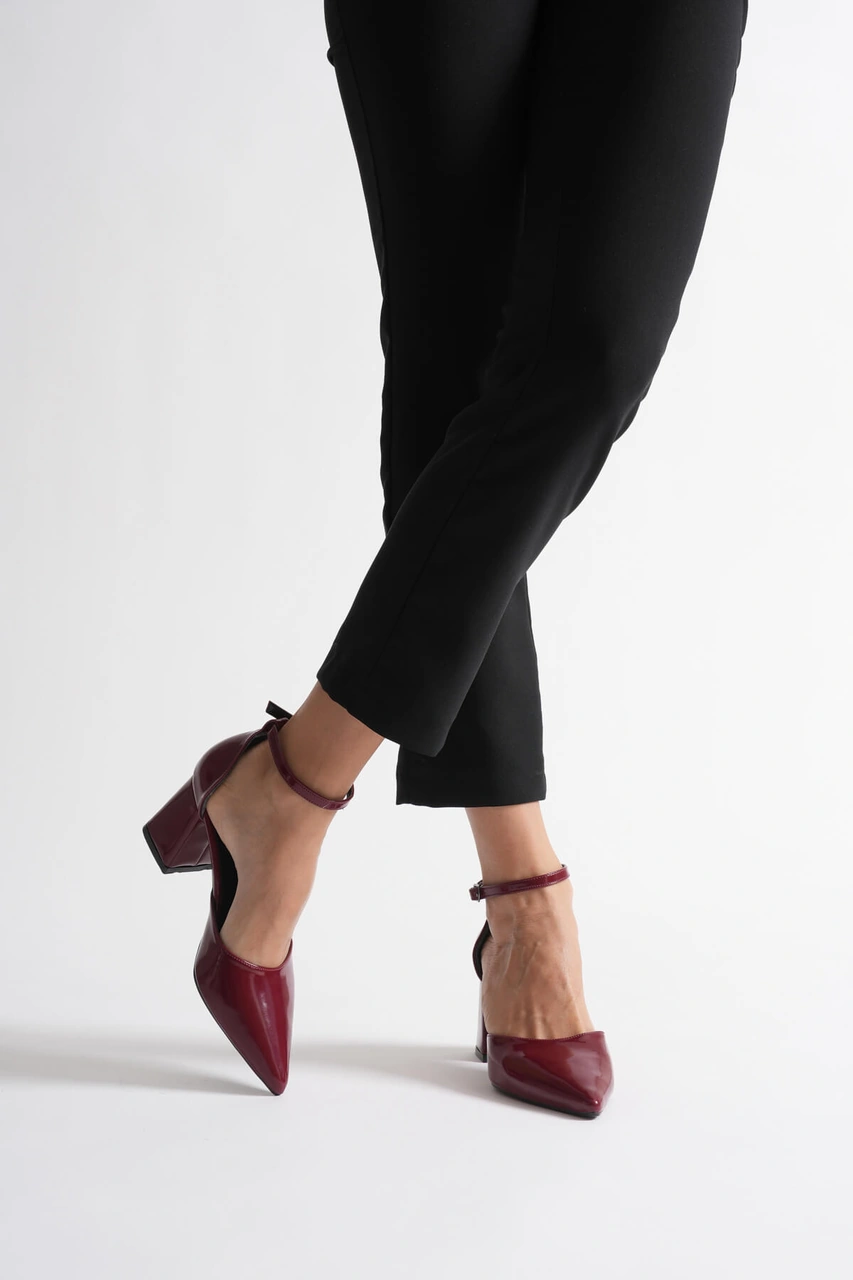 Doren Bordo Rugan Kadın Topuklu Ayakkabı Muhtelif