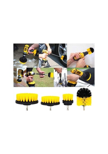 4 Parça Elektrikli Matkap Temizleme Fırçası - Banyo Temizliği İçin Elektrikli Temizleme Fırçası Matkap Dahil Değildir