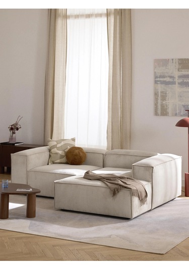 Most Mollis Plus Sağ Köşe 2 Modül 01 Fitilli Kırık Beyaz Kadife K