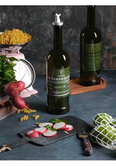 Amber 2'li 750 ml Zeytinyağı ve Sıvıyağ Yağdanlık Şişesi Ayçiçekyağı,Yağlık *Stantsız cb