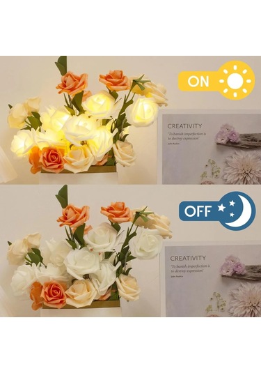 Gajeena Yapay Gül Led Dekoratif Işık Zinciri - 3m 20 Işık, Pembe+beyaz Renk, Nikah/parti/valentine Süs, 5cm Boyut, Plastiği Malzeme Pembe Beyaz