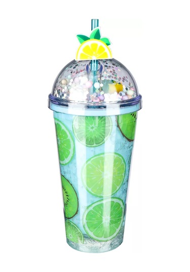 Miland Soğuk İçecekler İçin Parlak, Kapaklı Ve Pipetli Bardak. 260206394 Yeşil