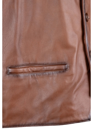 Tamer Tanca Erkek Hakiki Deri Taba Yelek Deri Mont 1042 Y03 Erk Derı Yelek Sk24/25 Taba Zıg Taba