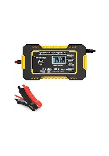 Tongxida 12v Akıllı Akü Şarj Cihazı 4-100ah, Agm/gel/sla İçin, Pulse Tamir Ve Sıcaklık Kompanzasyonu, Avrupa Standartı Sarı