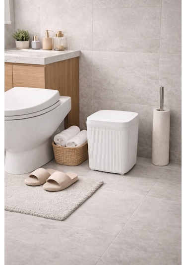 Decorev Banyo Kovası 5 Lt Kare Click Kapaklı Beyaz Beyaz