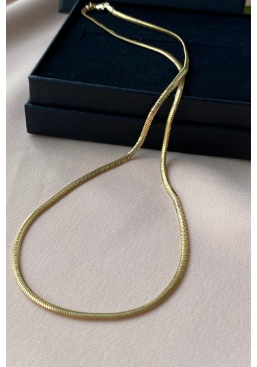 Zümrüt Sarraf 14 Ayar Yeşil Altın Kadın Tondo Ezme Zincir Kolye N11.47505