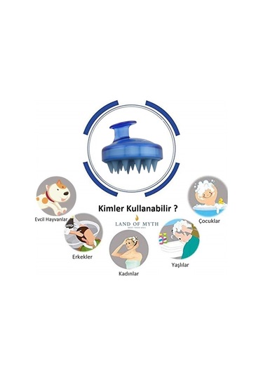 Land Of Myth LOM1033 Yumuşak Dişli Saç Derisi Masaj Şampuan Fırçası Mavi