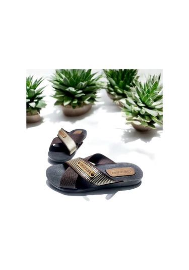 Erkek Çapraz Bant Rahat Taban Ev Ve Dışarı Terliği Siyah