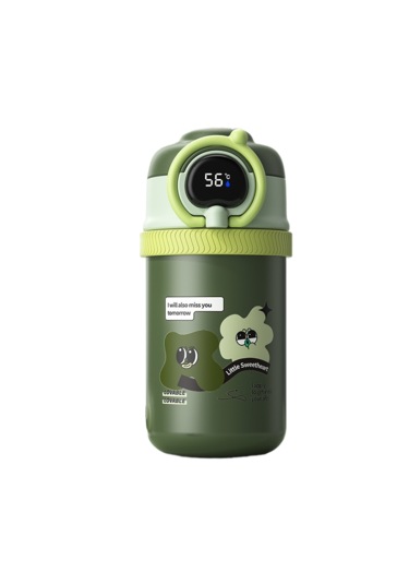 Çocuk Taşınabilir Sıcaklık Göstergeli Su Bardağı-yeşil