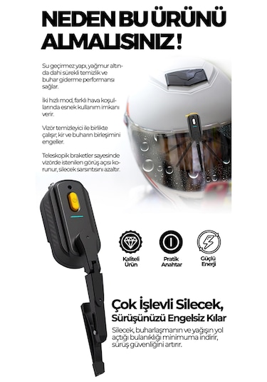 Robo Şarjlı Kask Sileceği Yedek Başlık Hediyeli 1