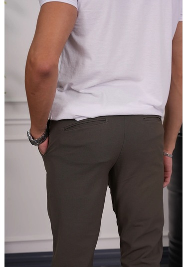Modefendi Slim Fit Kalıp Düz Kumaş Pantolon Koyu Kahve