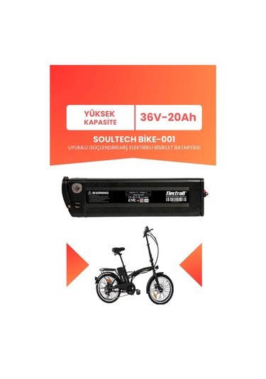 Soultech Bike-001 Uyumlu 36v 20ah Elektrikli Bisiklet Bataryası Siyah