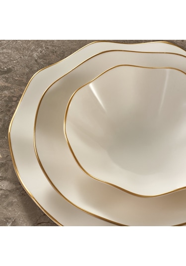 Güral Porselen Nesrin 24 Parça 6 Kişilik Bone Yemek Takımı Altın