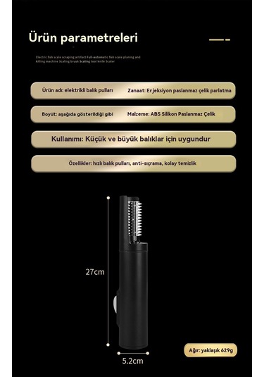 Jian Fan Tam Otomatik Balık Pulu Makinesi Elektrikli Balık Pulu Planya Siyah Siyah