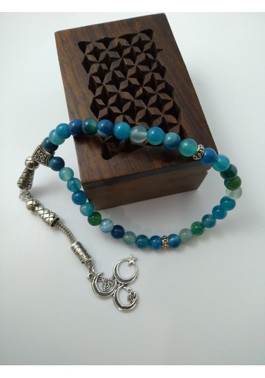 Mavi Akik Taşı Tespih / Doğaltaş Tespih 6 Mm