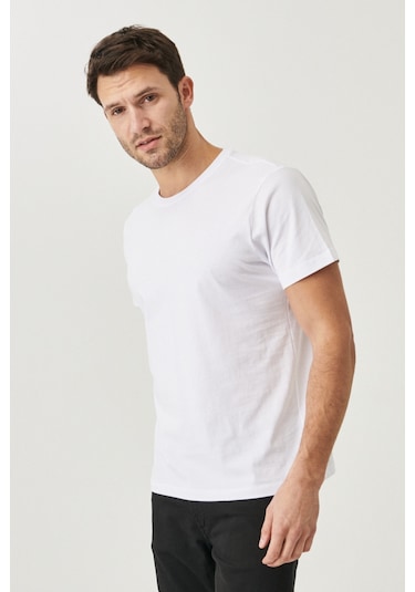 AC&Co / Altınyıldız Classics 4A4800000001BYZXS Slim Fit Bisiklet Yaka Kısa Kol Pamuklu Erkek Tişört Beyaz AC&Co / Altınyıldız Classics 4A4800000001BYZXS Slim Fit Bisiklet Yaka Kısa Kol Pamuklu Erkek Tişört Beyaz