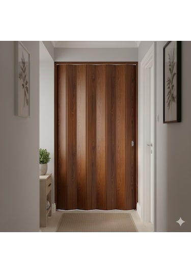 Katlanır Kapı Meşe 82x203 Cm Alan Tasarruflu Akordiyon Kapı Şık, Dayanıklı Ve Kolay Montaj