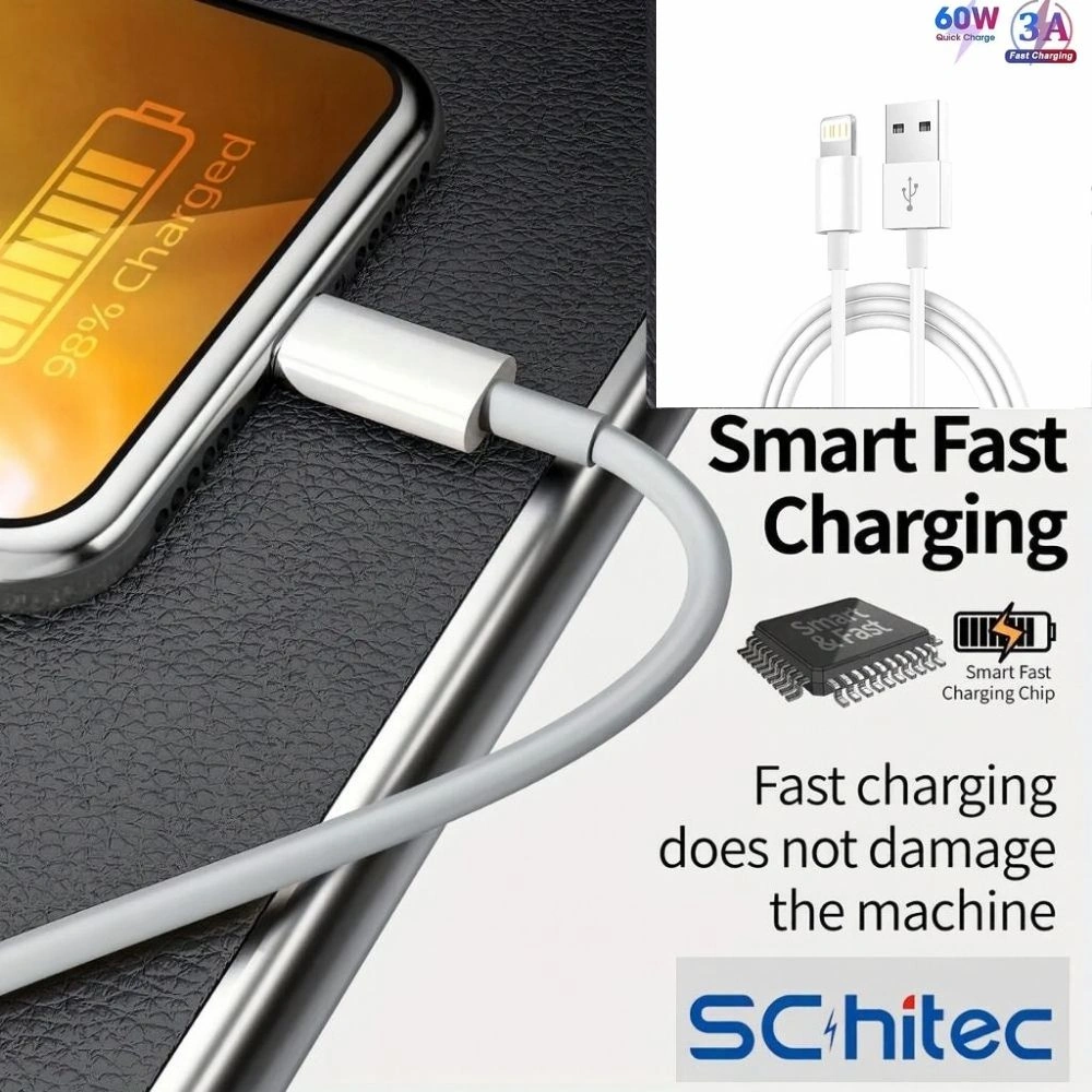 Schitec 3a 60w Usba To Lightning Hızlı Data Ve Şarj Kablosu 2 Metre Beyaz X74