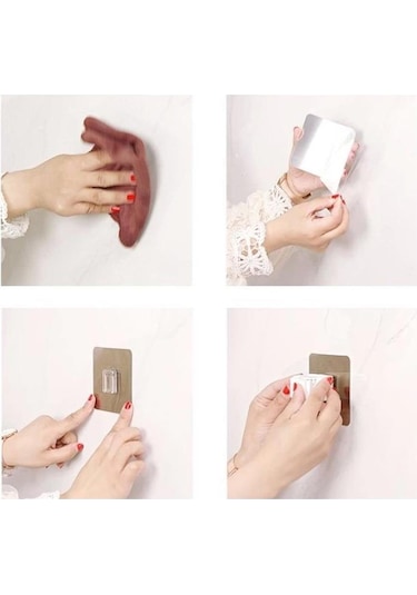 4 Adet Pratik Fırça Süpürge Paspas Mop Tutucu Askı Aparatı Yapışkanlı Sihirli Tutacak Altın