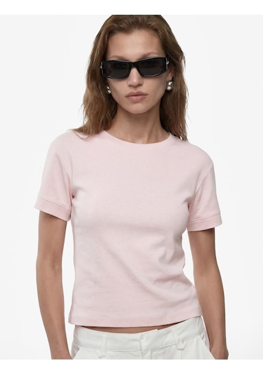 Koton Slim Fit Kısa Kollu Bisiklet Yaka Basic Tişört Pembe 6sak50400ek Gül