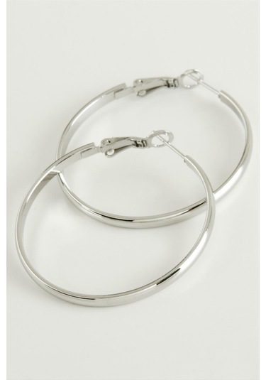 Lüks Çelik Halka Küpe 4,5 Cm 0371 Gümüş