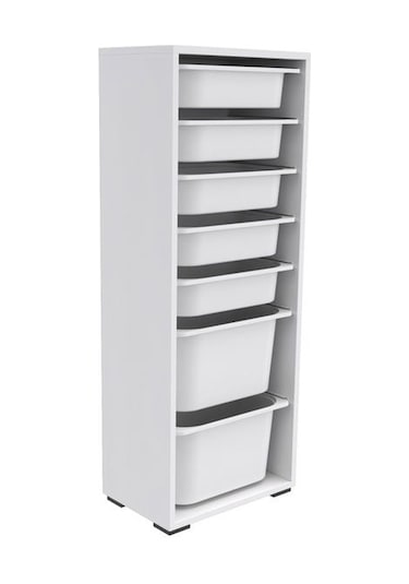 Pratico 7 Sepetli Çok Amaçlı Oyuncak Dolabı - Beyaz - 122x30x45,5 Cm Beyaz