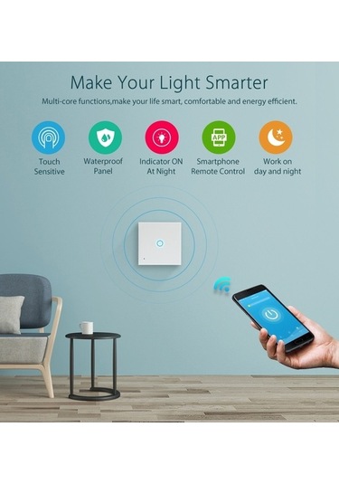 Pazly Neo Nas-sc01w Kablosuz Wifi Akıllı Işık Kontrol Anahtarı 1gang Çalışma Modu: Dokunmaya Duyarlı