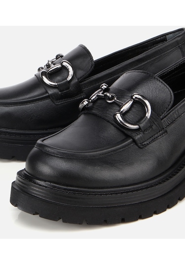 Hotiç Kadın Deri Siyah Tokalı Yüksek Tabanlı Klasik Loafer 01ayh314430a100 01ayh314430a100 Siyah