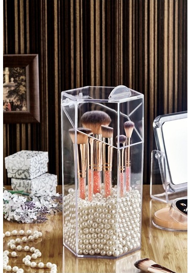 Morponi Kapaklı Makyaj Fırçası Düzenleyici Organizer Şeffaf